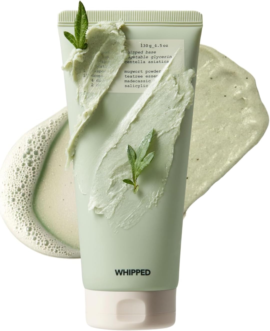 Whipped Korean Skincare Face Wash, Doubles as a Face Mask, Mugwort Tea Tree, Deep Cleansing Vegan Facial Cleanser for Oily Skin and Pore Care with Niacinamide, Hyaluronic Acid, Ceramide