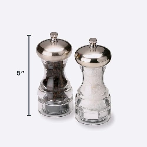 Miniatura 4 de Olde Thompson Aspen - Molinillo de pimienta cromado de 5 pulgadas y molinillo de sal, también incluye repuestos adicionales de pimienta y sal,