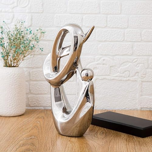 Miniatura 7 de Anding Inicio Escultura de porcelana de cerámica de plata - Decoración creativa de la encimera de la oficina, regalo