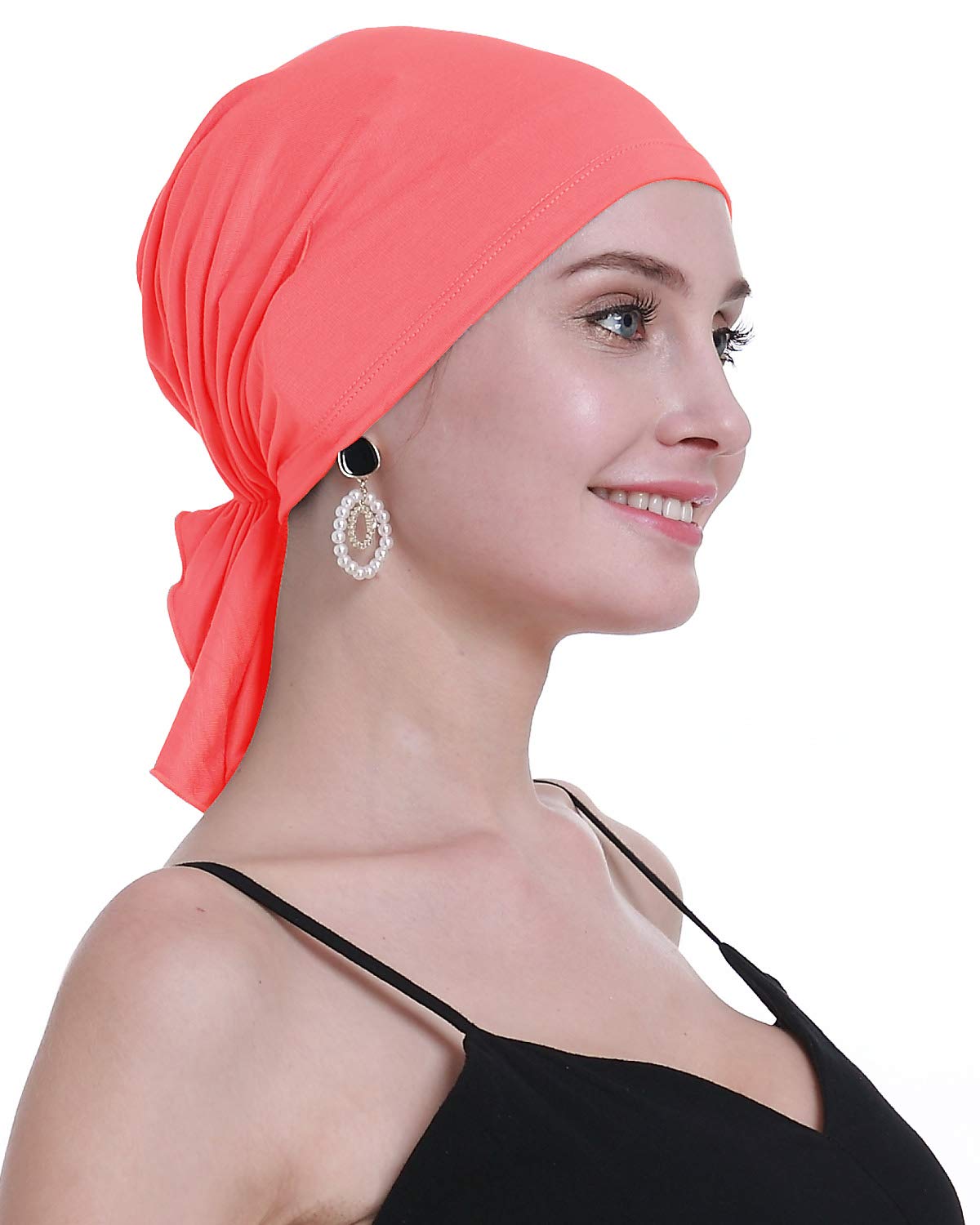 Bamboo Chemo Headscarf For Women Hair loss - Cancer Slip On Headwear Turbans Hats caps Sealed Packaging MEDIUM PINK