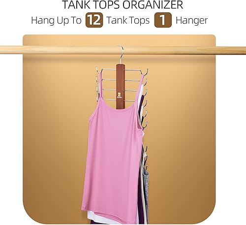 Miniatura 9 de ZEDODIER Percha para la parte superior sin mangas, organizador de sujetadores de madera para armario, capacidad de almacenamiento de 12, rotación