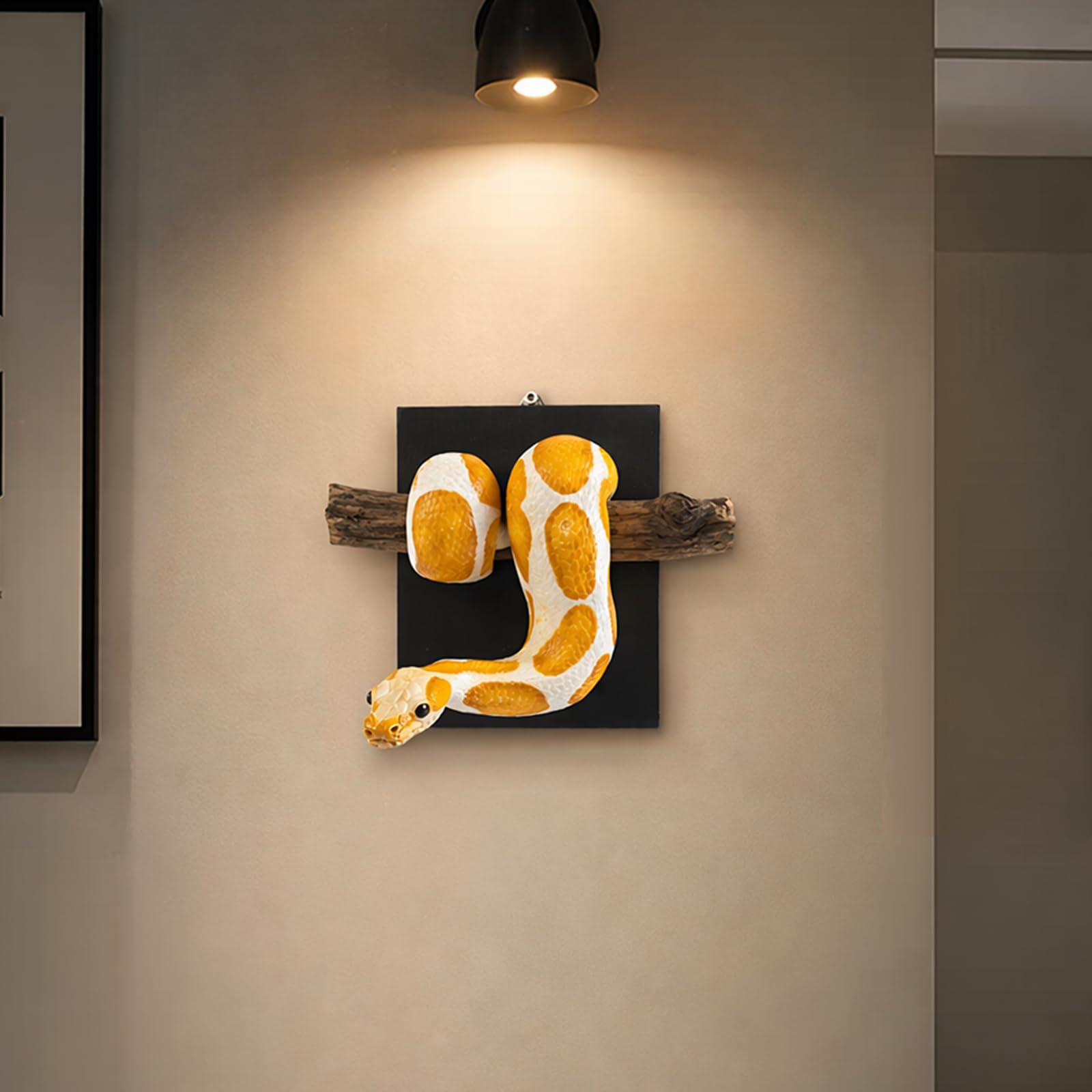 CRGANGZY Ball Python Wall Sculpture, Realistic Snake Wall Decor Resin Python Hanging Walls Art, 3D Snake Statue for Living Room Bedroom Home Decor