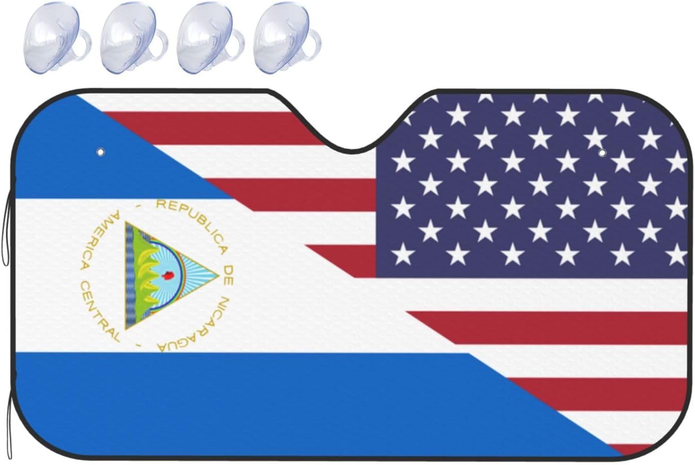 America Nicaragua Friendship Flag Foldable Car Windshield Sunshade Blocks Heat and Sun Glare Uv Rays