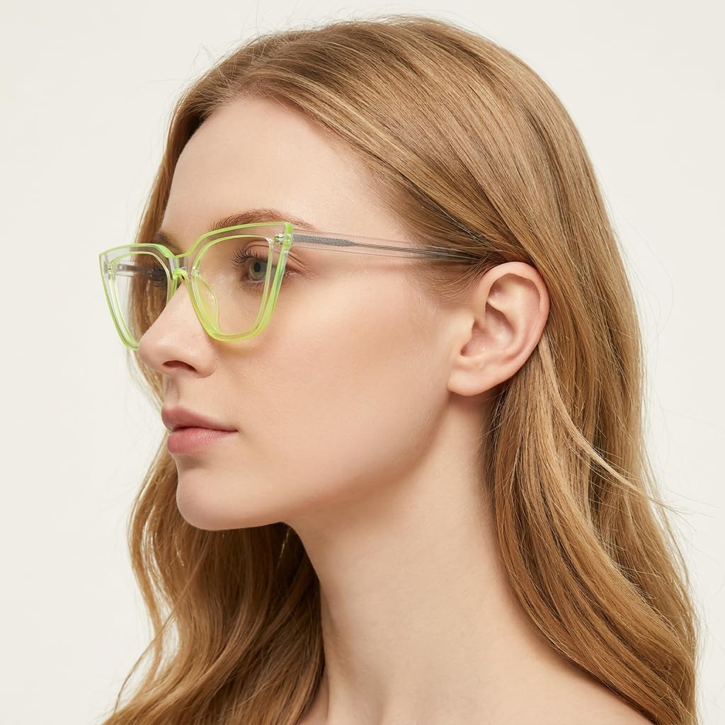 Cat Eye Reading Glasses for Women Ladies, Stylish TR90 Angular Cat-eye Reader, Blue Light Blocking Glasses