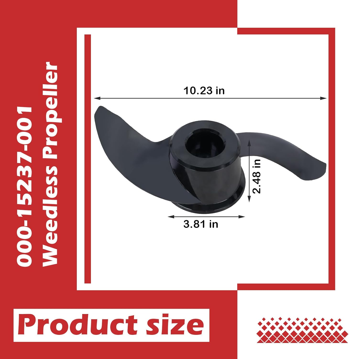 Kefly 000-15237-001 Weedless Prop, Black Ghost Trolling Motor Propeller