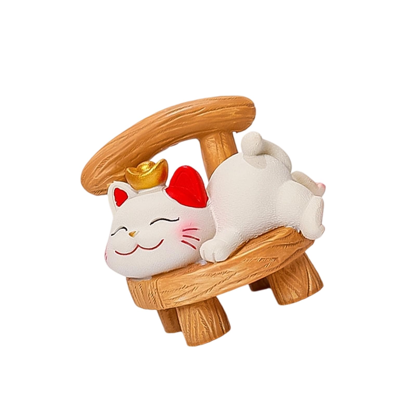 FOLODA Tiny Successful Puss Statue for Desk Deck Artisanal Rosin Attracts Wealth Enthusiasm Present for Luck