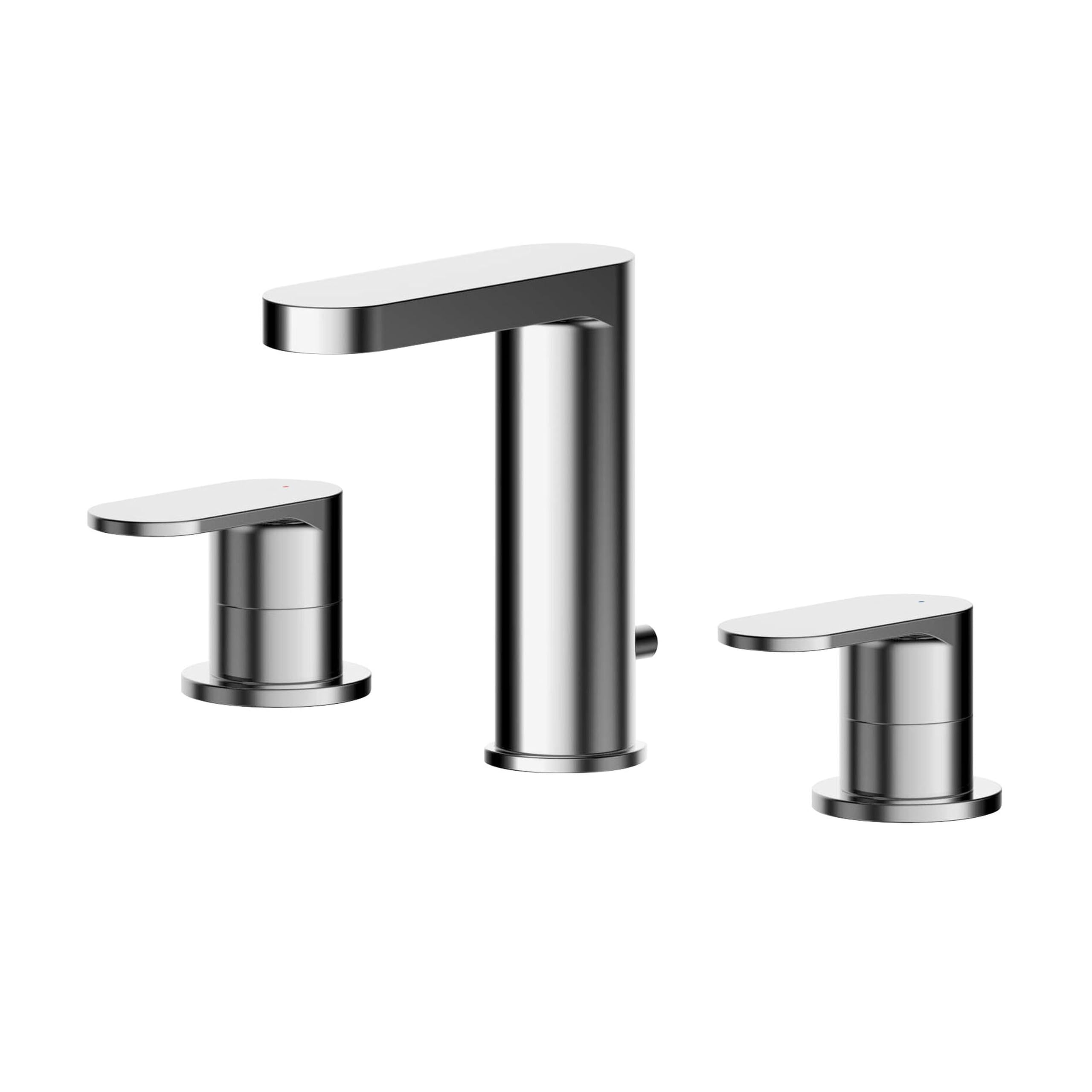Balterley Bathroom Sink Taps, Basin Mixer Tap with 3 Hole, Dual Lever Handles Temperature Control Bathroom Tap, Round Body, Flat Rounded Spout Mixer Taps - 235 x 147 x 160mm (Chrome)
