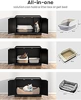 Vista 6 de Muebles de caja de arena para gatos, caja de arena oculta para gatos de interior, amplios muebles de baño para gatos con divisor extraíble, fácil