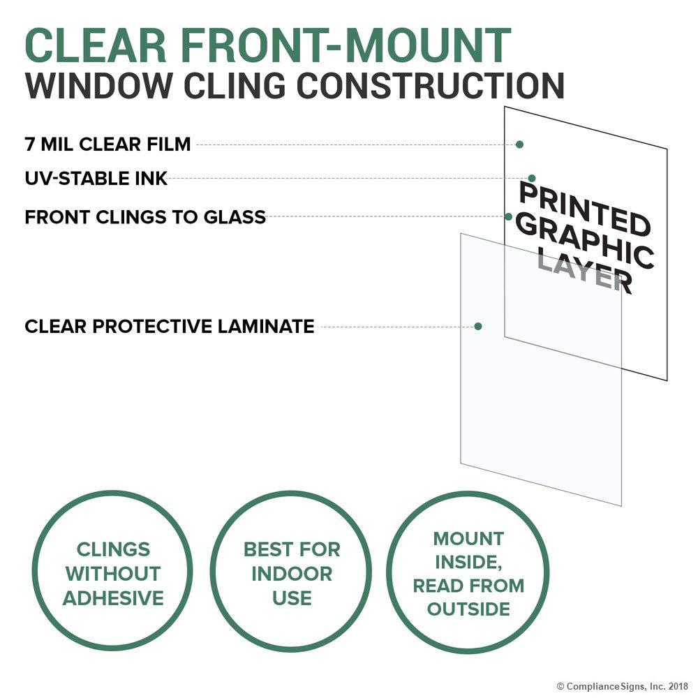 ComplianceSigns.com Texas 30.07 Concealed Carry Bilingual Window Cling, 24