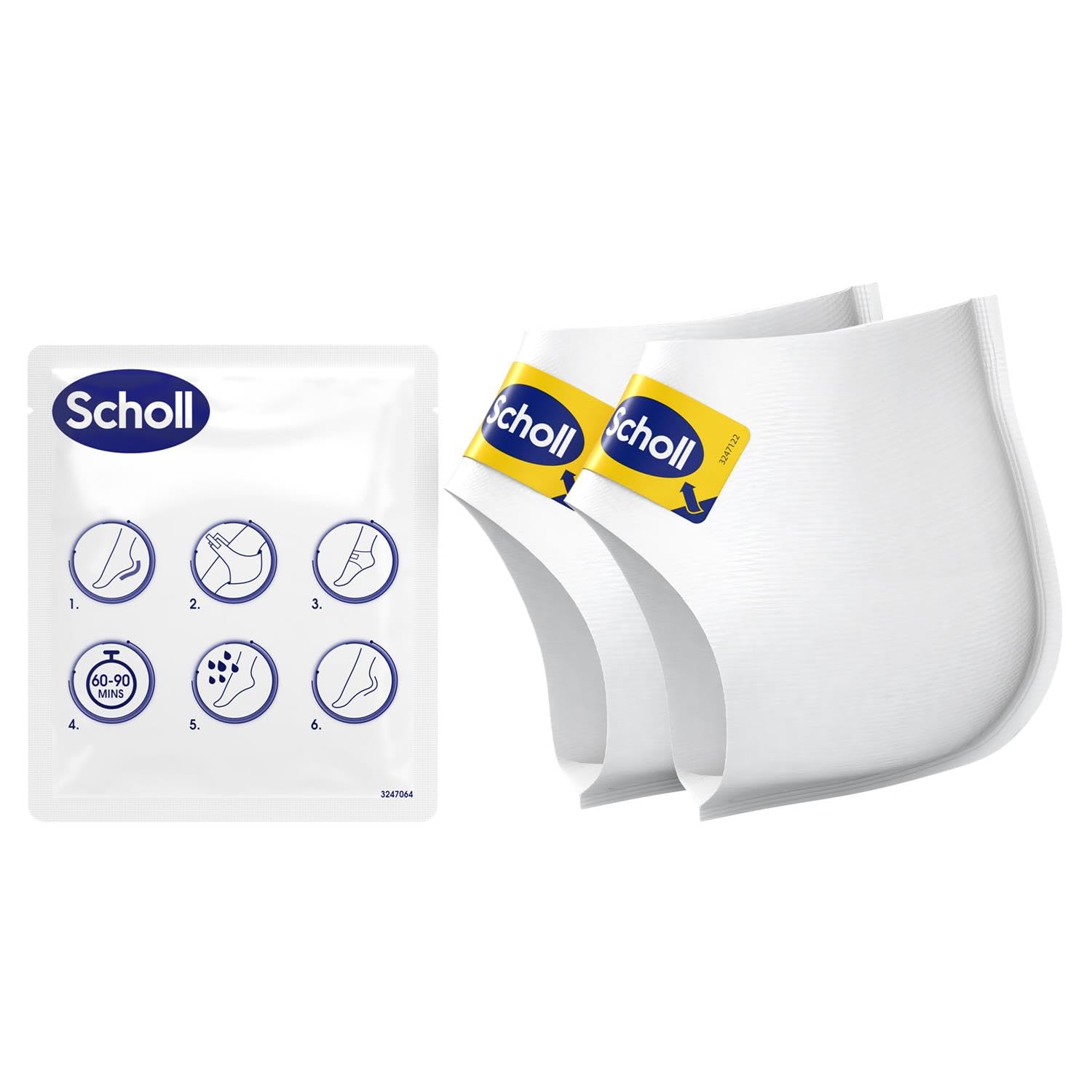 SCHOLL Maschera per piedi esfoliante con tacco – Set di 3 x 2 calzini peeling pelli secche