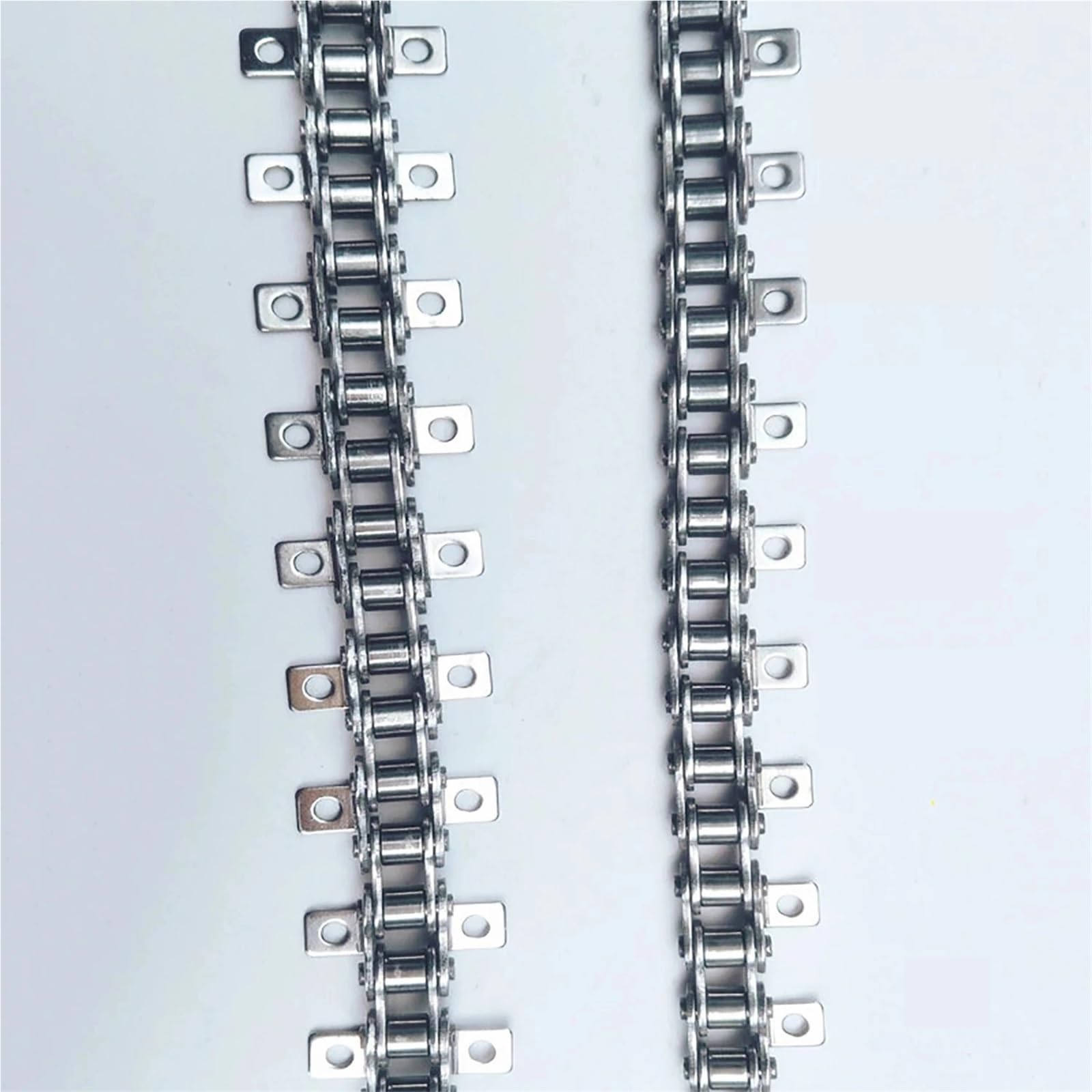 1 cadena de rodillo de doble curva de acero inoxidable 08B 304 de 12,7 mm, paso de 1,5 m de longitud para transmisión de transportadores industriales, diseño duradero de 2 orejas y 1 agujero