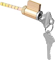 HouseGuard Tailpiece Cylinder Lock for Weiser, Kwikset, Weslock - 1-1/4" Brass 5-Pin Tumbler, Easy No-Tool Install Patio Door Replacement