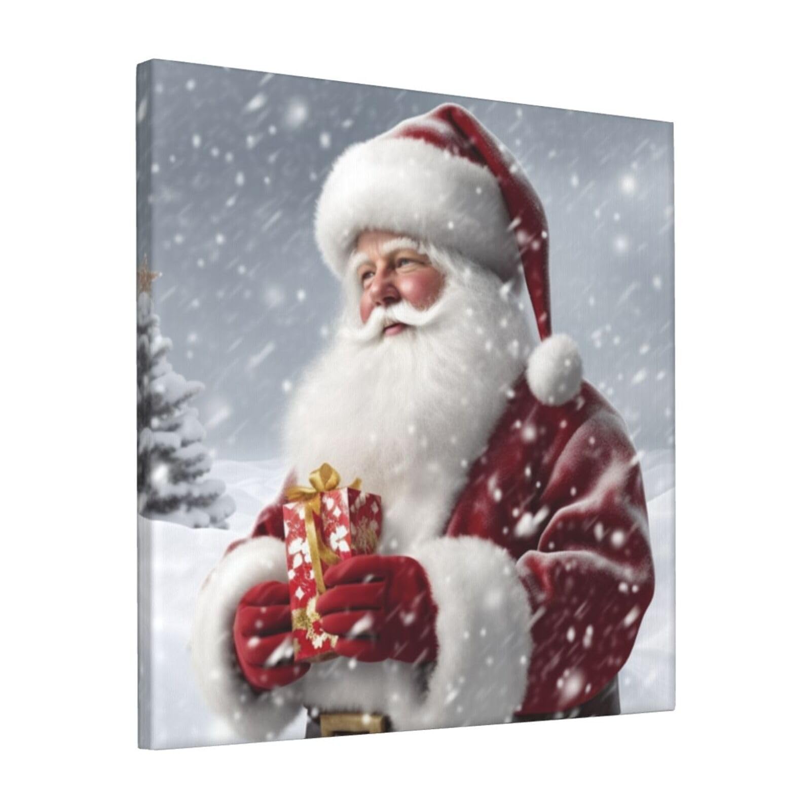 FodPand Santa Claus Snow Secenry Canvas Wall Art for Living Room Wall Decor 12"x12" Modern Artwork Painting Pictures Hanging Canvas Prints Aesthetic Wall Art for Bedroom Bathroom Office Wallart Decor