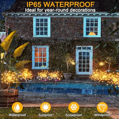 Redefun Solar Fireworks Lights for Outside 2 Pack 120 LEDs Solar Garden Decor, 8 Modes Tall Sparkler Light Outdoor Waterproof Starlit Starburst Lights for Yard Flower Bed Lawn Pathway Decorations - Thumbnail 5
