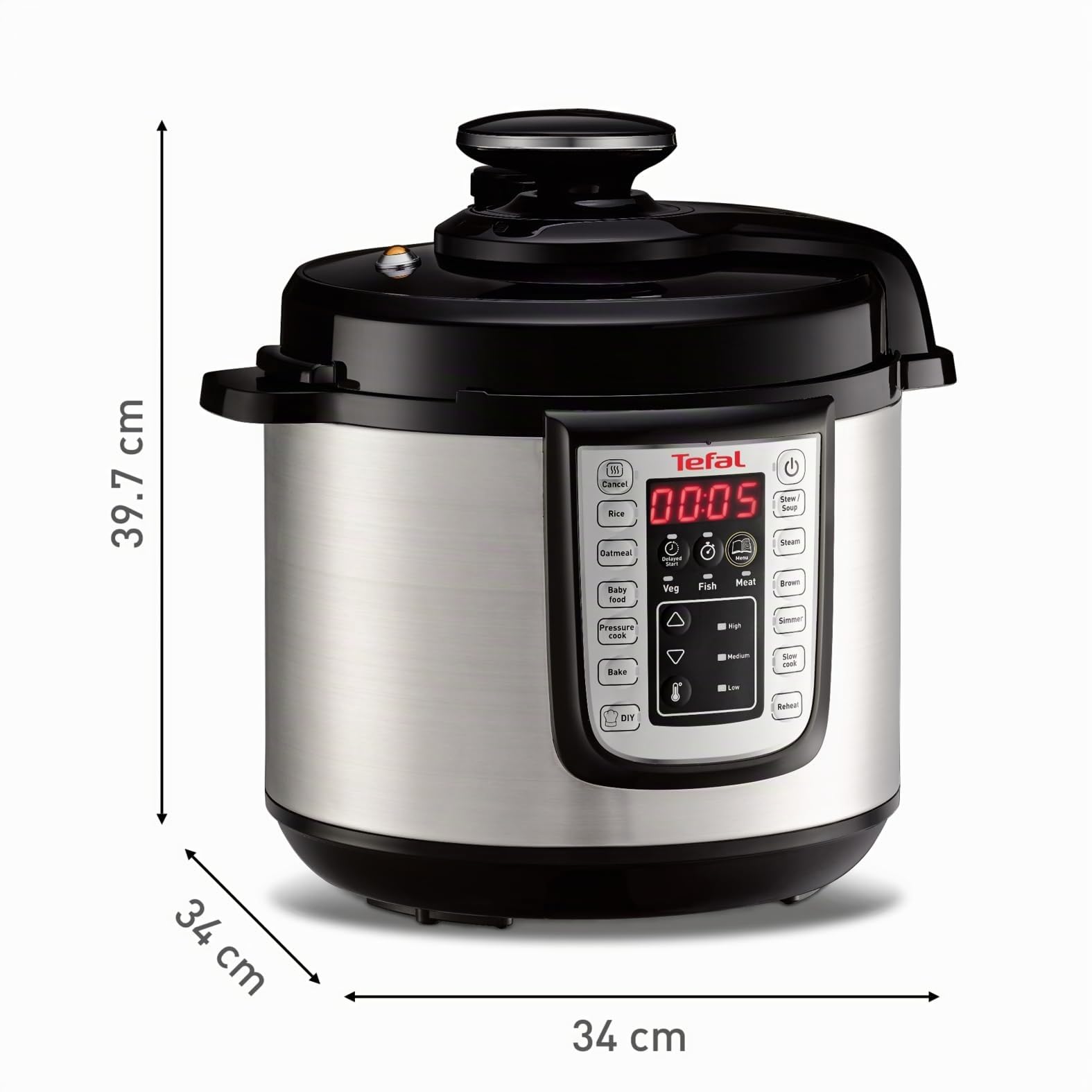 Tefal CY505E Fast & Delicious Multikocher, elektrischer Schnellkochtopf, 6 L Kapazität, 25 Automatische Programme, Bis zu 80% schnelleres Kochen, Energiesparend, Rezeptheft, 1200 W, Edelstahl