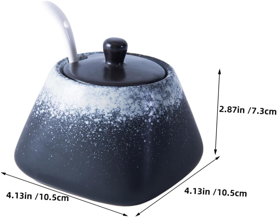 ABOOFAN Porcelain Sugar Bowl Lid Ceramic Spice Jar Set Countertop Storage Jar for Kitchen Spoon Seasoning Organizer Condiment Lids