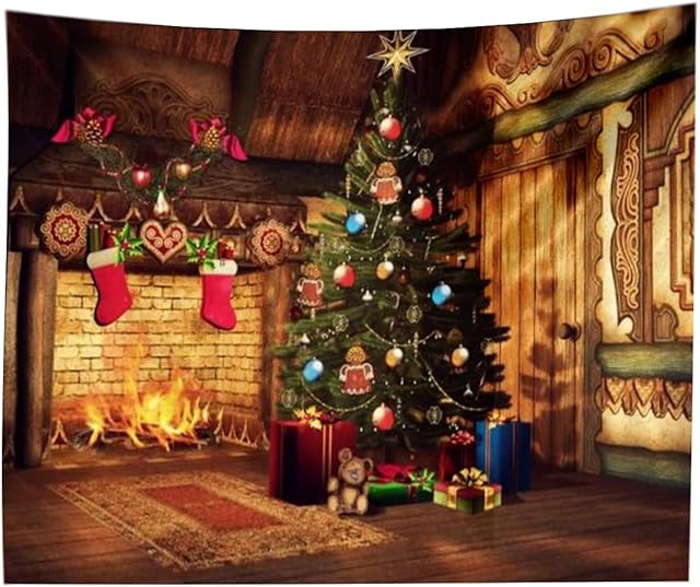 Christmas Backdrop Photography Props,Wopin- Christmas Decorations,Christmas Photo Backdrop,Winter New Year Background 47.2 x 31.5 Inch