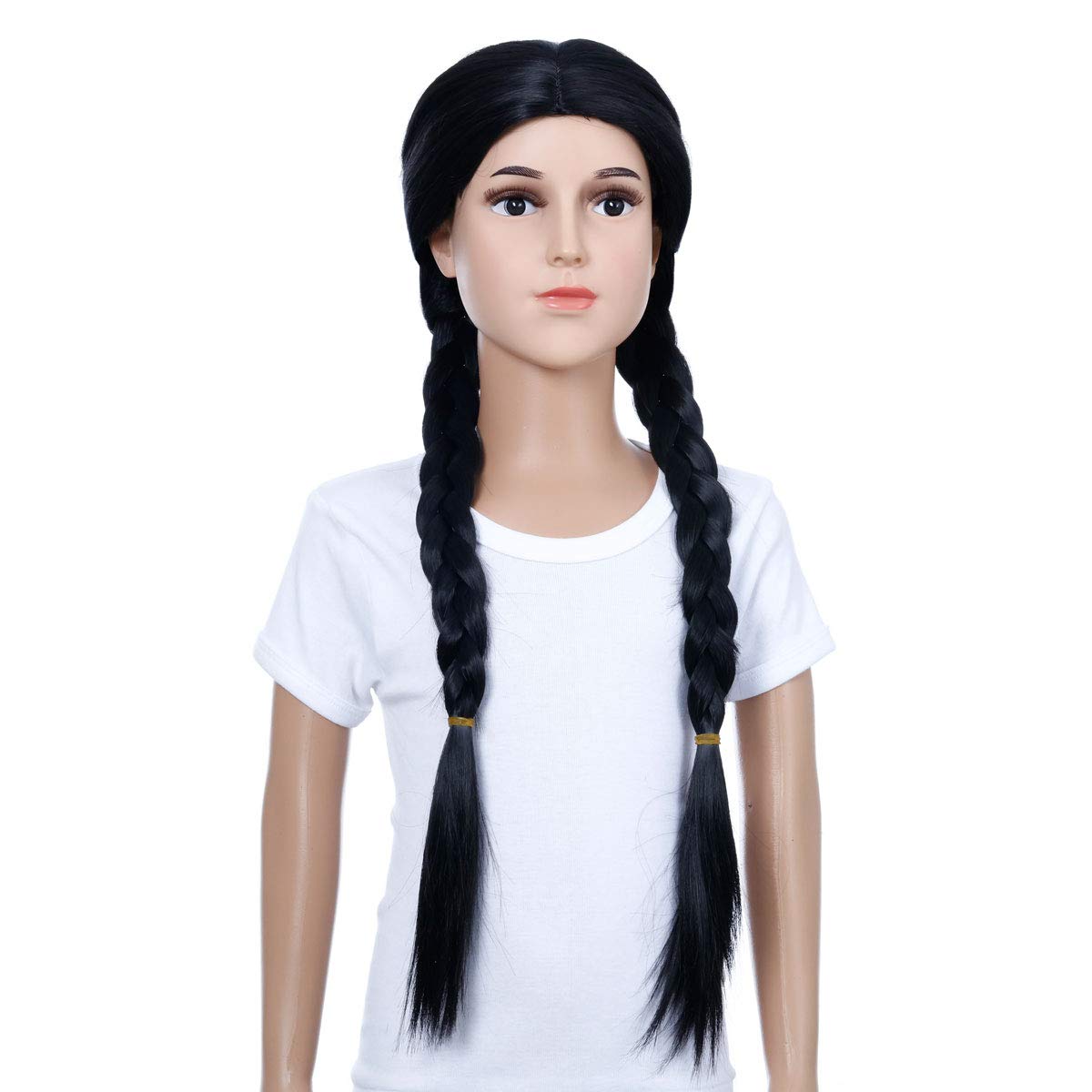 Morticia Long Straight Middle Parting Girls and Kids Halloween Costume Pretend Play Wig (Black) : Clothing, Shoes & Jewelry