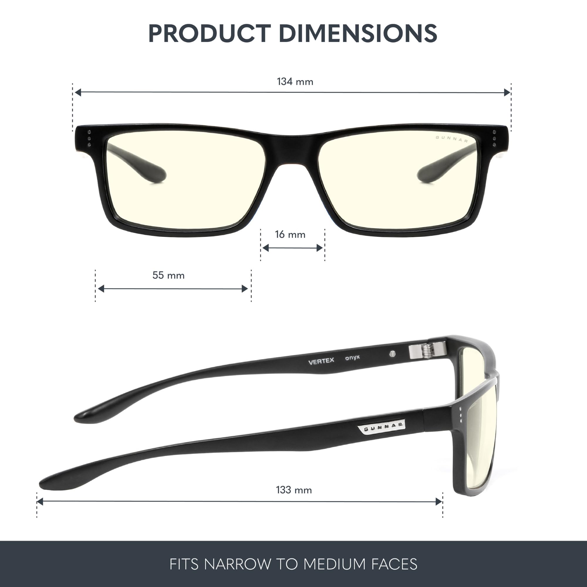 Gunnar Vertex | Lunettes pour jeux vidéo et PC | Monture Onyx, Verres Transparents (35% lumière bleue, 100% UV) | Filtre lumière bleue | Lentille brevetée