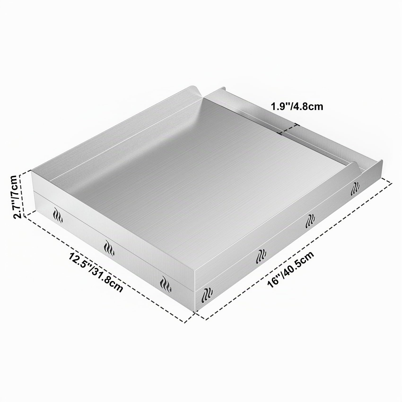 onlyfire Plancha para Barbacoa Rectangular de Acero Inoxidable, Plancha Placa para La Mayoría de Las Barbacoas de Gas y Carbón, 31.8x40.5x7cm