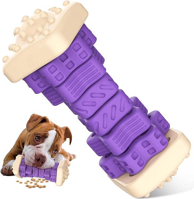 RUXAN Indestructible Dog Chew Toy for Aggressive Chewers, 3 in 1 Tough Dog Puzzle Toys with Beef Flavor, Interactive Treat Dispensing Dog Toys for Small/Medium/Large Boredom Dogs