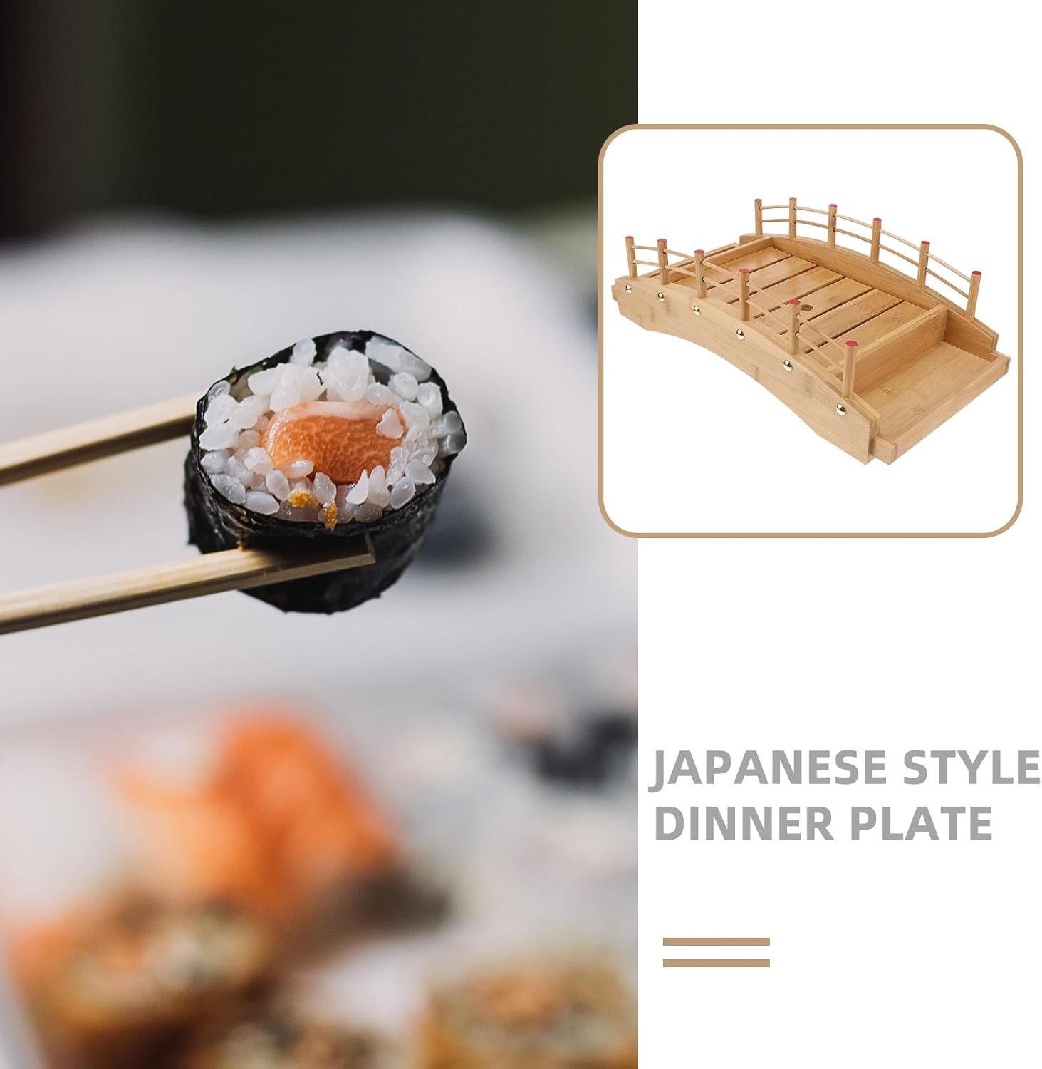 NUOBESTY Sushi Tray Bridge Medium Size Japanese Style Delicate Sushi Plate Food Container Snack Serving Platter for Home and Restaurant Use