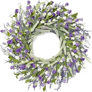 Artgar 26 Inch Spring Wreaths for Front Door Spring Summer Lavender Paper Flower Wreaths for Home Farmhouse Windows Walls Porch Wedding Indoor Outdoor Decor for All Seasons Purple