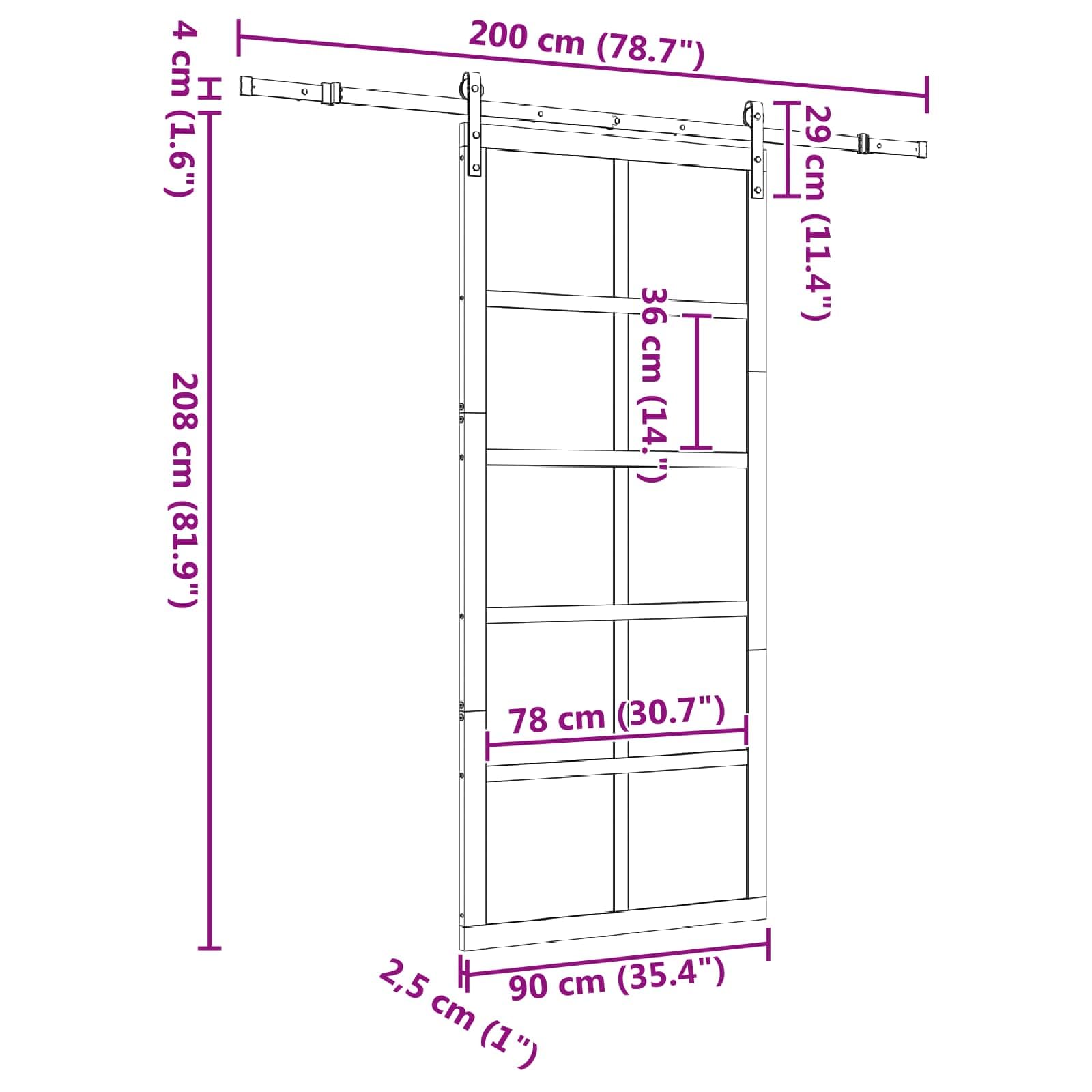 vidaXL Puerta Corredera Natural 90 x 208 cm Madera de Pino Maciza, Sala, Puerta Deslizante Rectangular, Tabique Moderno de Pino, Separador Elegante, Decoración sofisticada para el hogar