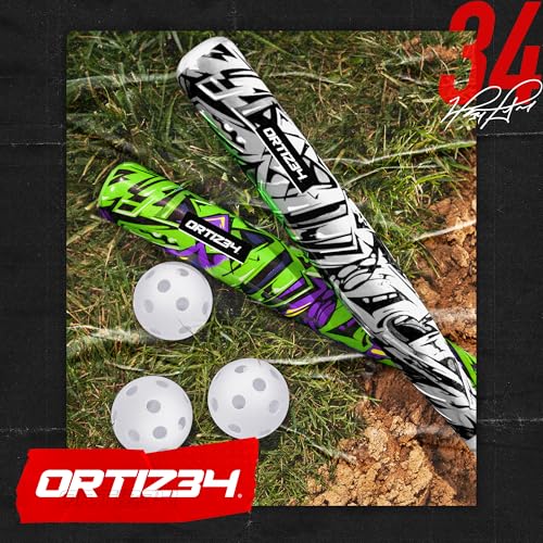 Ortiz34 Bat & Ball Set - Graffiti Plastic Bat & Ball Homerun Set- David Ortiz Backyard Baseball Set for Youth, Kids, Teenagers, Adults (2 Pack Bat & Ball Set, Green/Purple/White) by Ortiz34 - Image 5