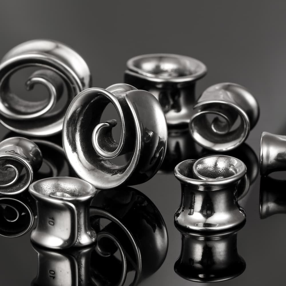 2PCS Spiral Saddle Ear Tunnels Plugs 316 Stainless Steel Ear Gauges Hypoallergenic Earrings Expander Stretcher Piercing Jewelry