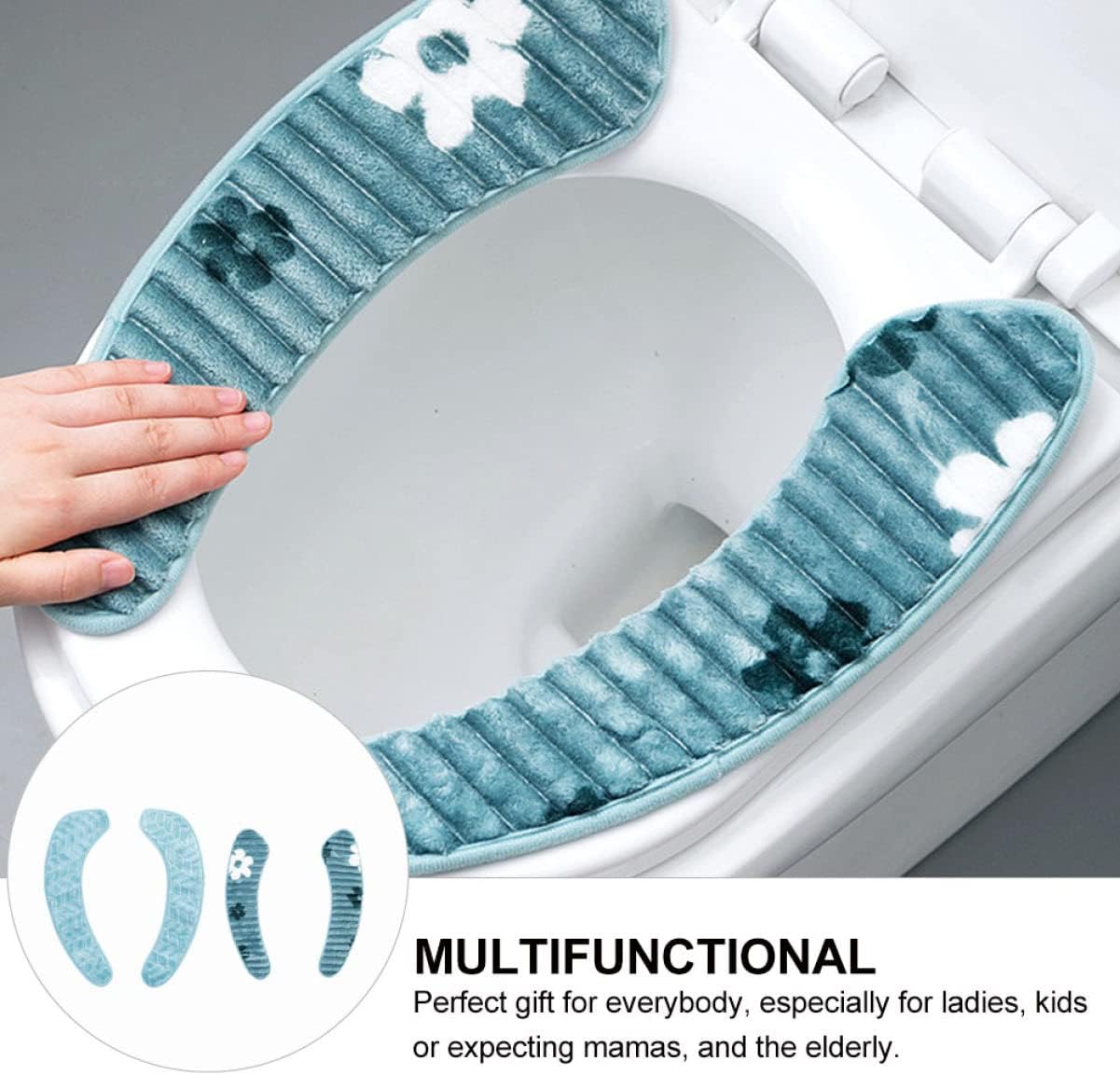 2 Pairs Plush Toilet Seat Cover adhesive cloth toilet cover Cushion Potty Training Mat pad polyester travel soft sanitary napkin