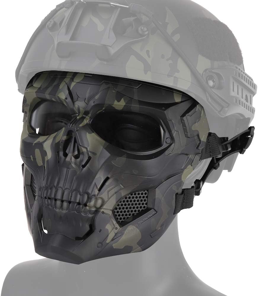 Anyoupin Airsoft Mask,Full Face Masks Skull Skeleton with Goggles Impact Resistant Army Fans Supplies Tactical Mask for Halloween Paintball Game Movie Props Party and Other Outdoor Activities(BKCamo) : Sports & Outdoors