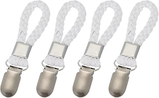 sourcing map 4 clips para paños de cocina con lazo de algodón para colgar, ganchos de metal para toallas de 4.3 pulgadas, ganchos multiusos para el hogar, cocina, baño, color blanco