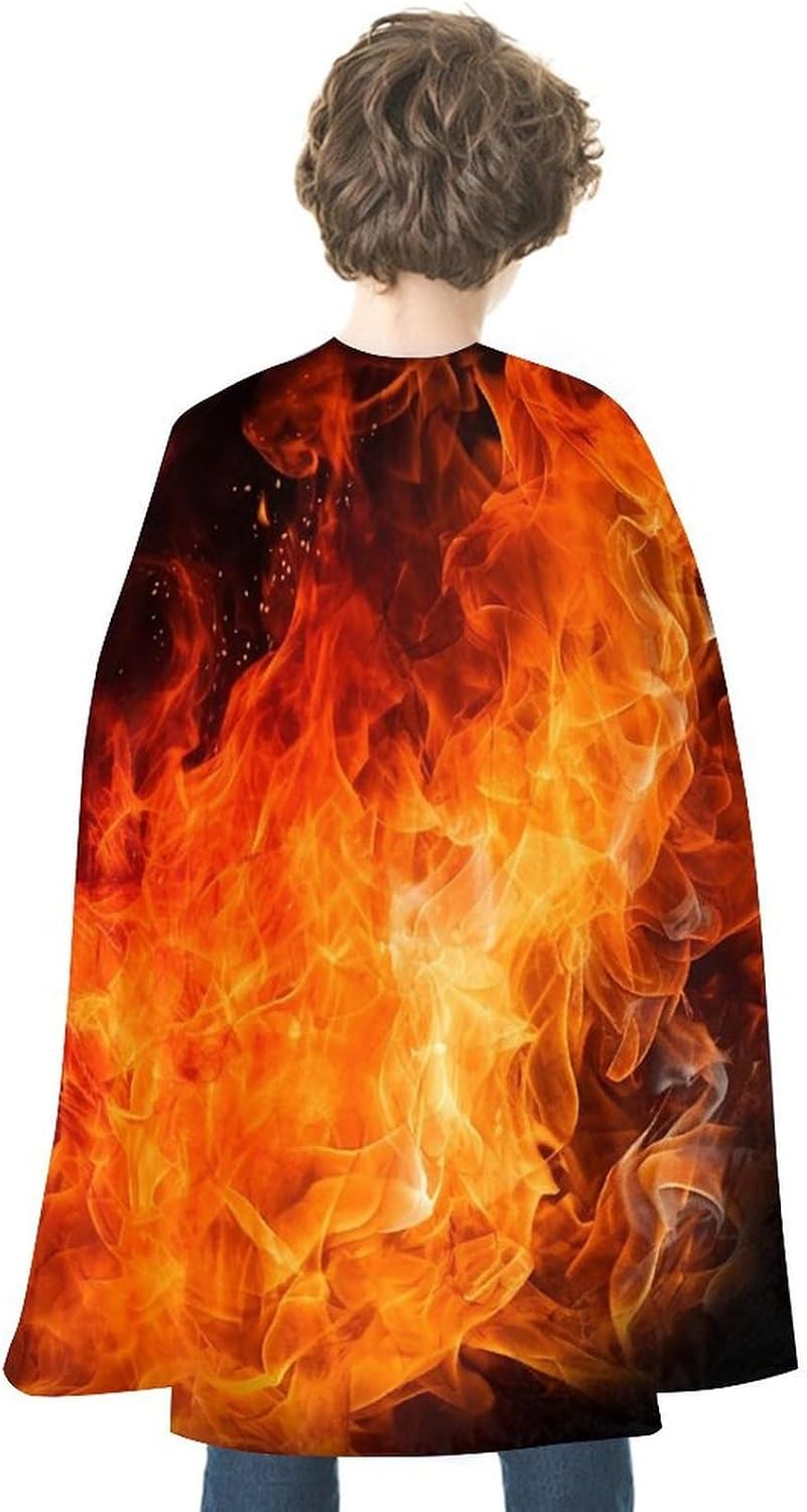 Renaissance Cape Halloween Costume for Men Women Roaring Flame Vintage Capelet for Cosplay Parties Roaring Flame