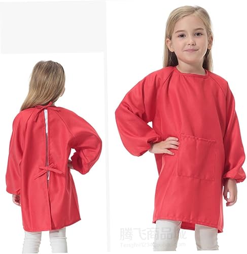 Miniatura 7 de Long Sleeve Painting Smock Apron Coat Cover with Adjustable Closure Red Protective Clothes for Watercolor Stain Prevention and Easy Cleaning