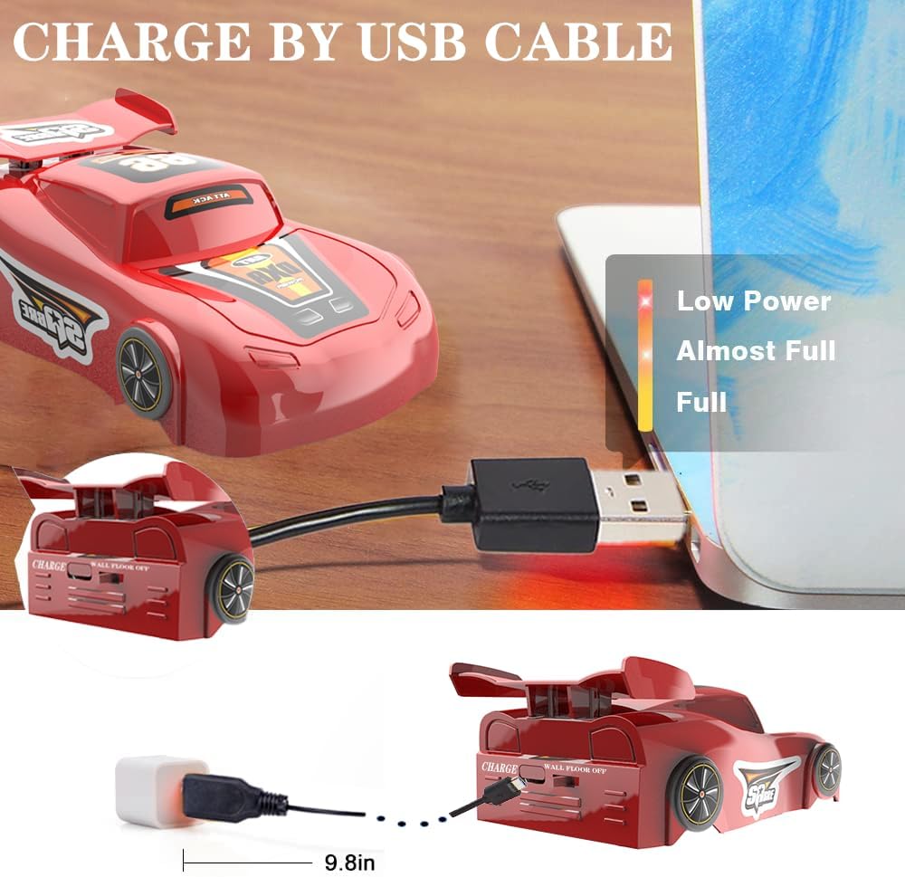 Wall Climbing Remote Control Car Dual Mode 360deg Rotating RC Stunt Cars with Headlight Rechargeable Toys for Boys Girls Gift for 4 5 6 7 8-12 Year Old Kid