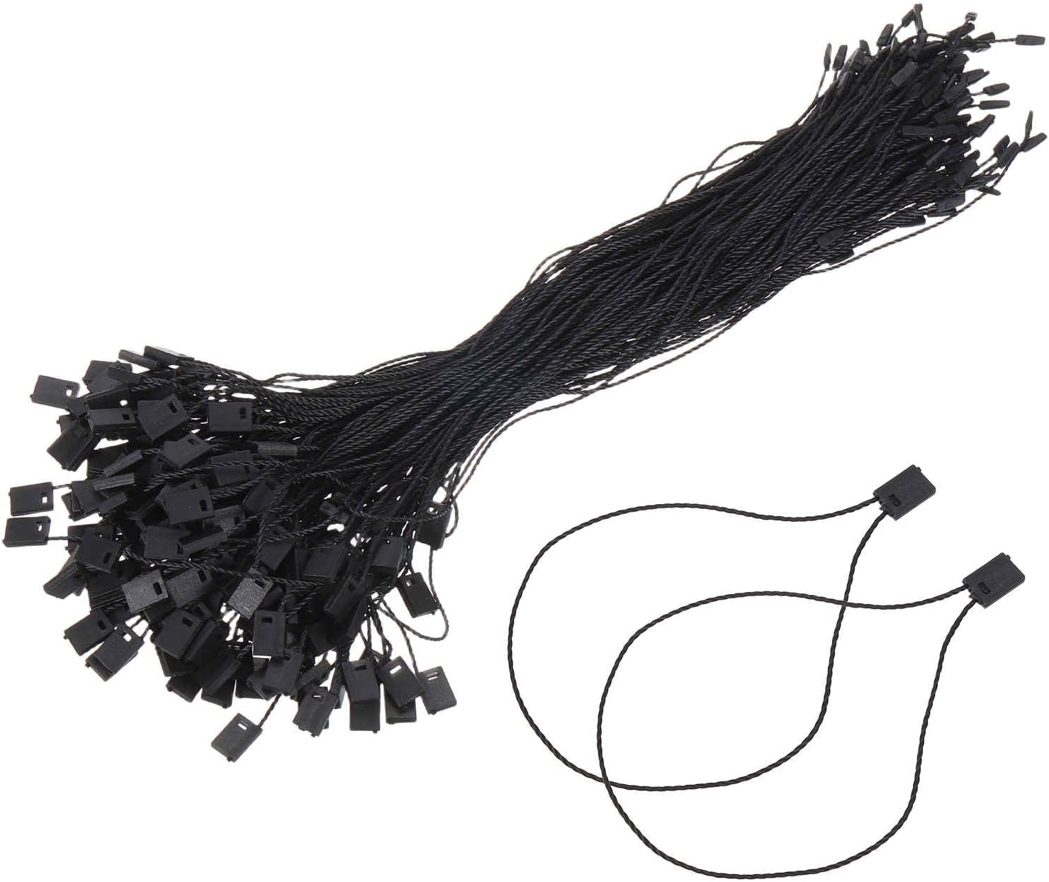 1000pcs Polyester Hang Tag String (230mm / 9.1") - Plastic Snap Lock Pin Loop Price Tag Fastener Hook Ties, for Gifts Luggage Label Attachment Clothing, Black