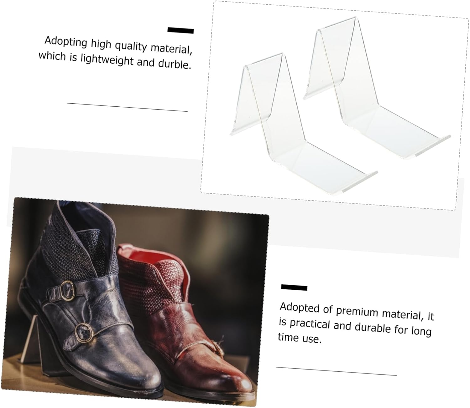 8pcs Acrylic Shoe Display Stand for Retail Shops Casual Shoe Rack for Sneakers and High Heels Unique Design Showcases All Styles Easy to Clean and Maintain for Shopping Malls