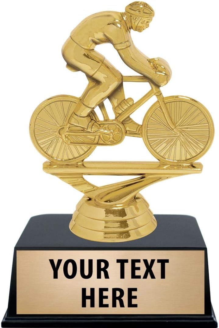 Crown Awards Male Cycling Trophies with Custom Engraving, 4.75" Personalized Cyclist Trophy On Black Base Prime