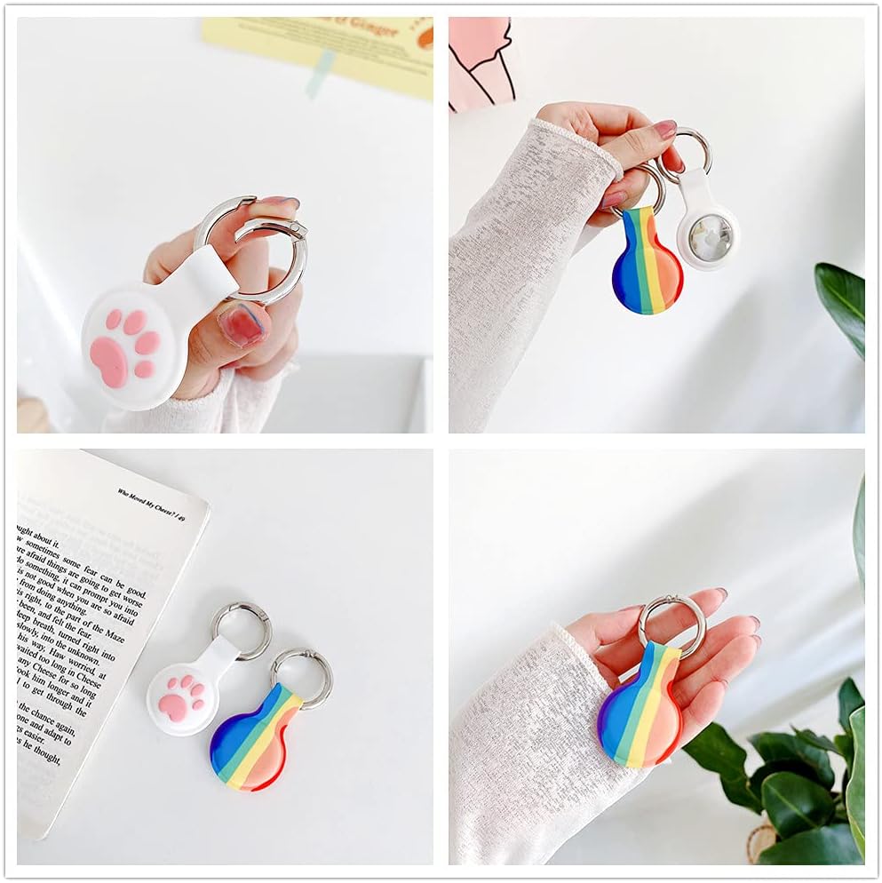 beetag compatible with airtags case anti scratch silicone protective case cover with stainless steel keychain ring for airtag finder 2021 maozhua