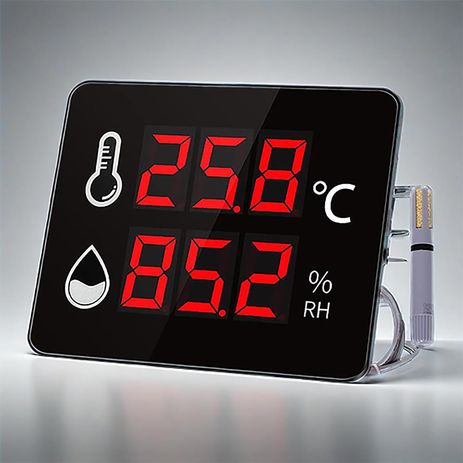 TsoLay Digitales Temperatur- Und Feuchtigkeitsmessgerät, -40–100 °C, 0–99% Relative Luftfeuchtigkeit, Temperatur- Und Feuchtigkeitsmonitor Mit 3 M Sensorhalterung, Für Innen- Und Außenbereich