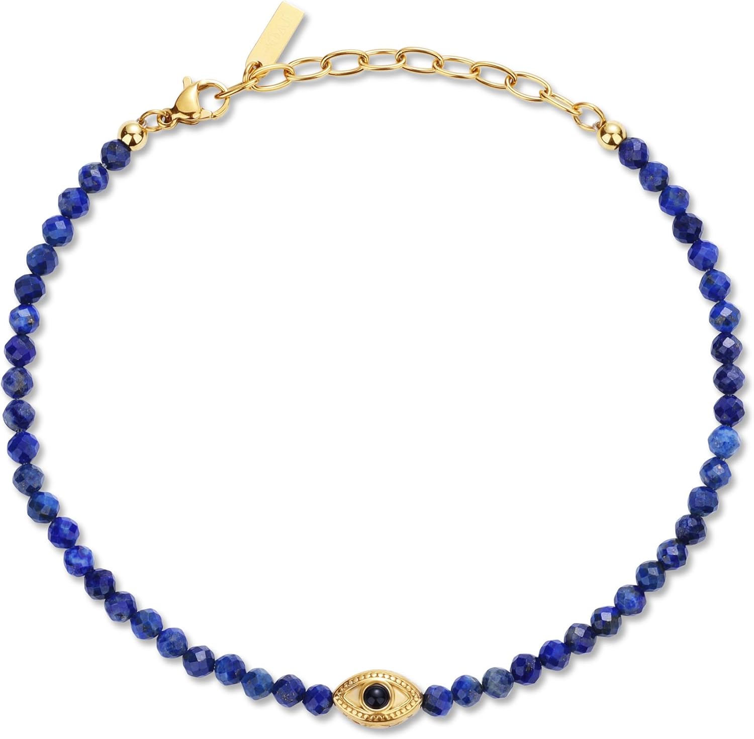 COAI Evil Eye Anklet for Women, Summer Waterproof Anklet for Women Lapis Lazuli Moonstone Black Tourmaline