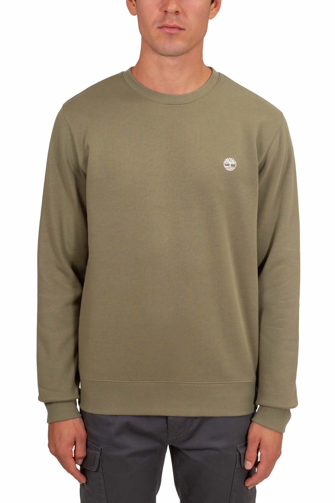 Timberland Men's Cassel Earth Oyster River Tfo Chest Logo Brushback Crew Neck Sports Hoodie,