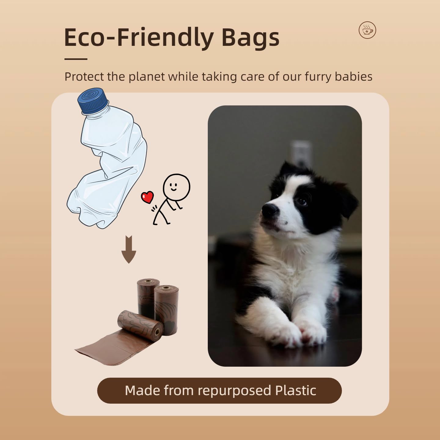 Baba&Nana Rollos de bolsas para excrementos de perro, bolsas de basura extra gruesas con aroma a café, 100% a prueba de fugas, bolsas para excrementos de perros – 90 bolsas