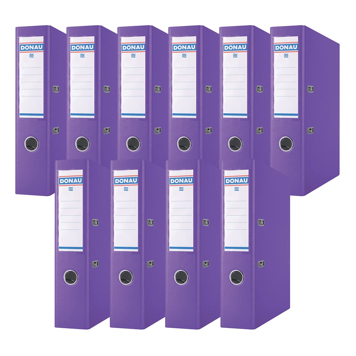Donau Premium Folder Wide Pack of 10 / DIN A4 / 7.5 cm / 10 Pieces/Purple/Plastic Cover PP/Carton Paper Slotted Folder Office Folder Ring Binder/Green Dot