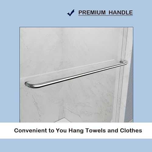 Miniatura 67 de SUNNY SHOWER Puerta de ducha semi-sin marco de 60 pulgadas de ancho x 72 pulgadas de alto, puerta de ducha de vidrio doble corredera, cabina