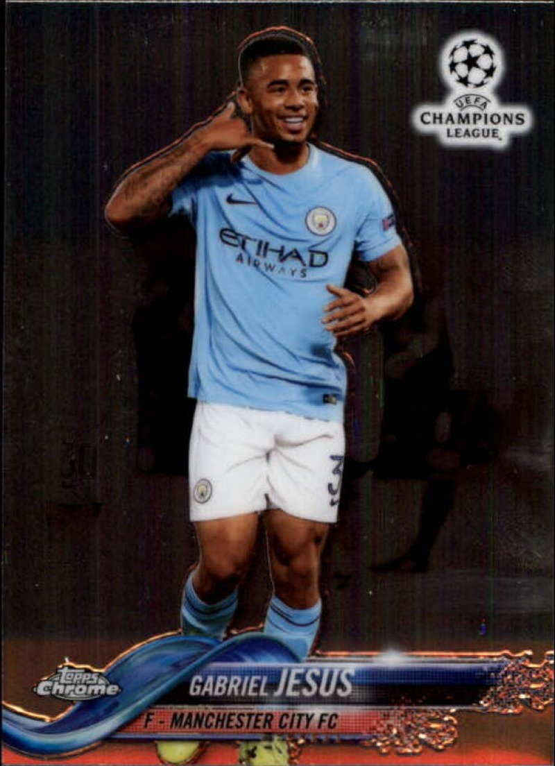 2018 Topps Chrome UEFA Champions League #8 Gabriel Jesus Manchester City FC Soccer Card