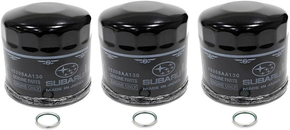 Subaru Set of 3 Oil Filters w/Crush Gaskets for 2013-2020 BRZ & Scion FR-S - 15208AA130 - Genuine OEM