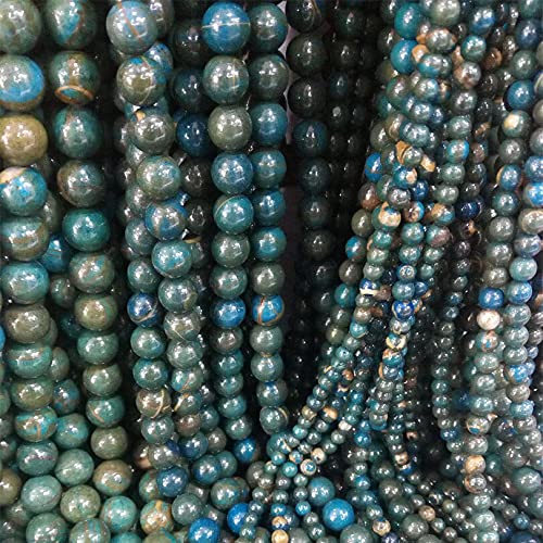 TRKTDXLQRI Pietra Apatite Pietra Naturale Apatite Blu Perline Sfuse Rotonde 15" Filo 6 8 10mm for Gioielli Fai da Te Regalo - (Diametro Articolo: 8mm) CHENRANYIN (Size : 10mm)