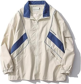 Sumleno Y2k Jacket for Women Zip Up Bomber Jacket Y2k Clothing Racing Varsity Oversized Color Block Coat Unisex